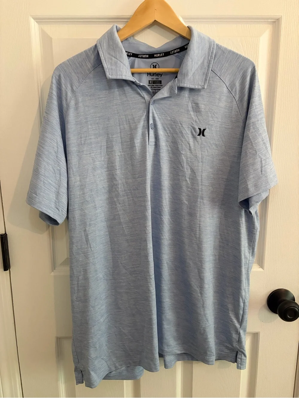 Hurley Light Blue Men's Polo Shirt - Size XL